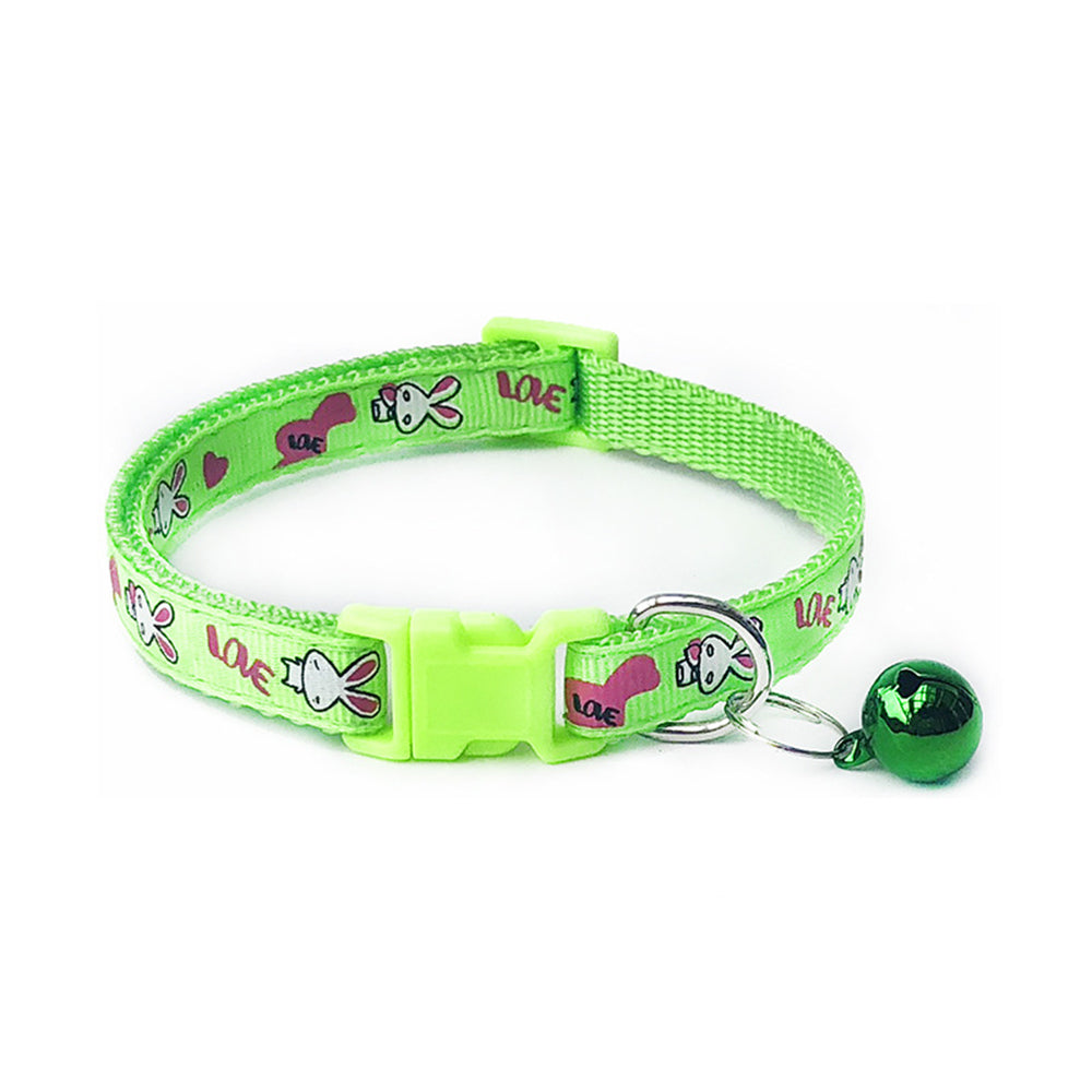 Cute Rabbit Printing Adjustable Dog Collar with Bell - High Quality Pet Supplies