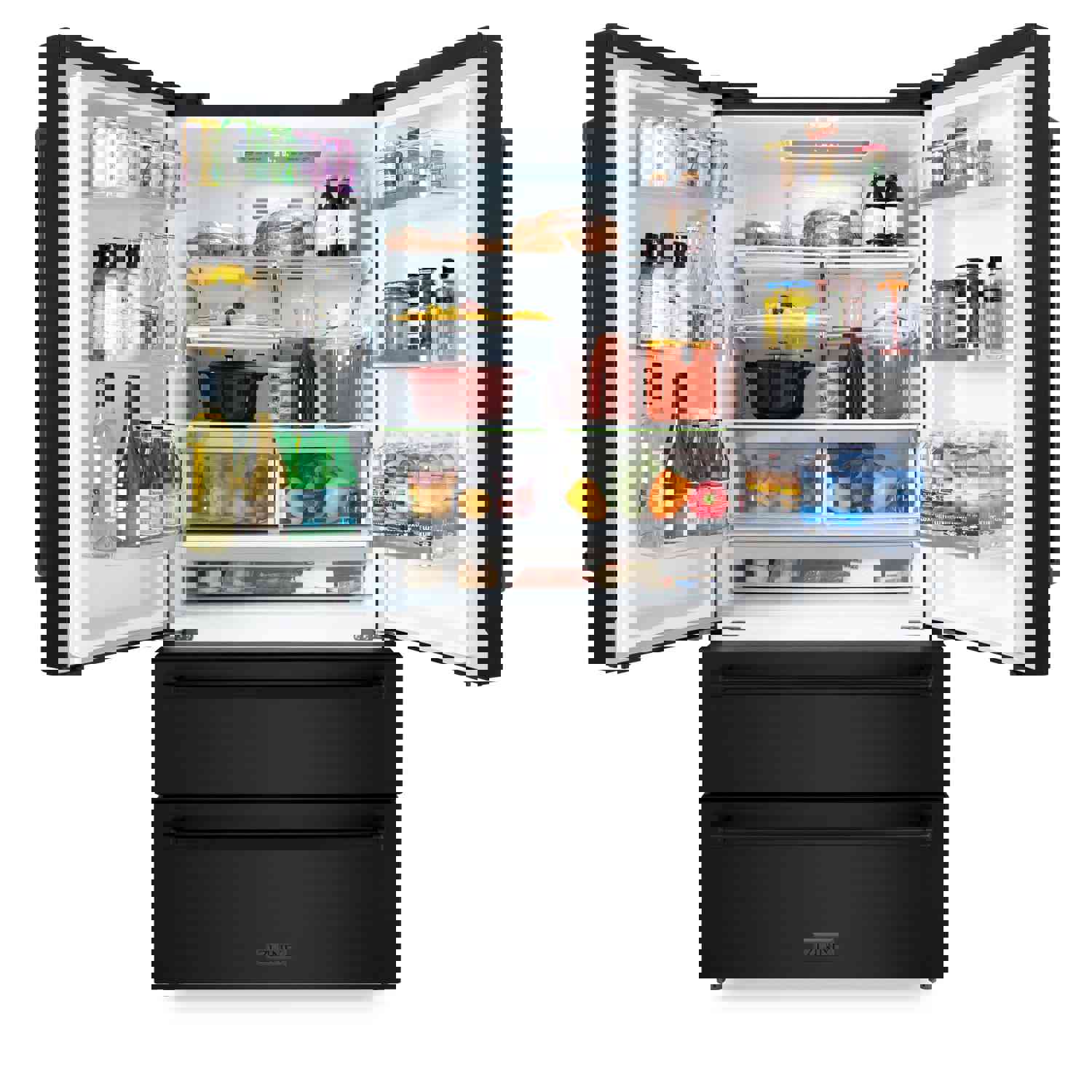 ZLINE 36 22.5 cu. ft Freestanding French Door Refrigerator with Ice Maker in Fingerprint Resistant Black Stainless Steel