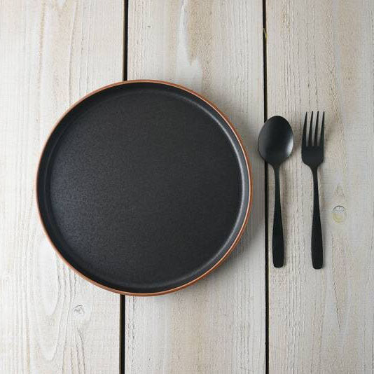 Mino Ware Black Luca Plate & Utensils Gift Set