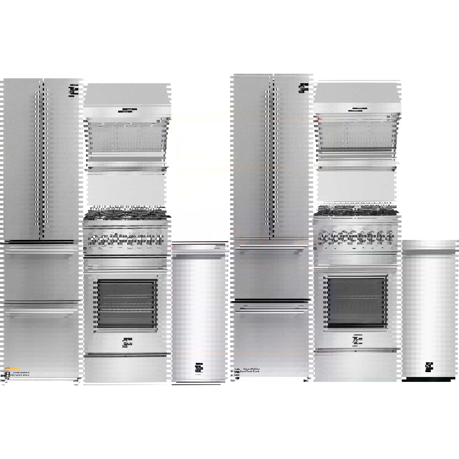 Forno 4-Piece Stainless Steel Appliance Package - 36-Inch Dual Fuel Range, Refrigerator, Wall Hood & Dishwasher