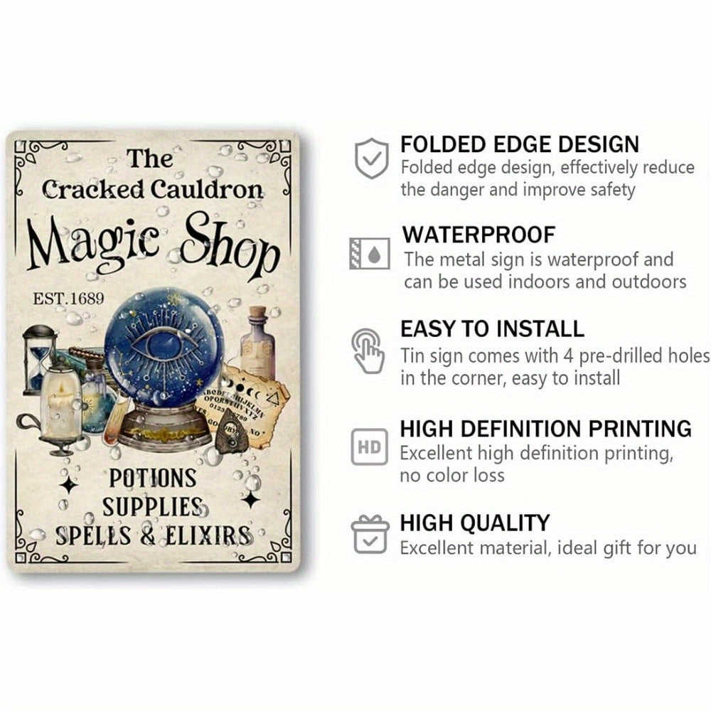 1pc Wicked Witch Brewing Co Metal Tin Sign - Vintage Halloween Wall Decor (8x12 Inch)