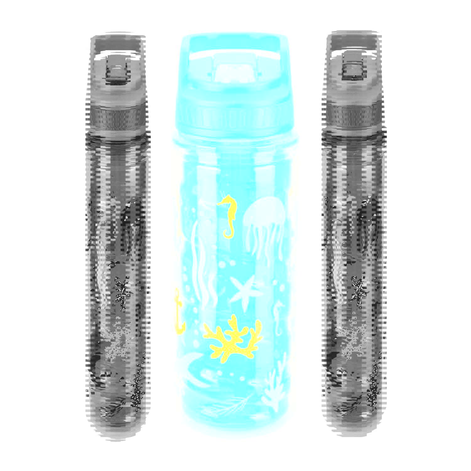 Cool Gear 2-Pack 16 oz Kids Twist Water Bottle with Double Wall, Sipper Lid and Finger Loop Cap