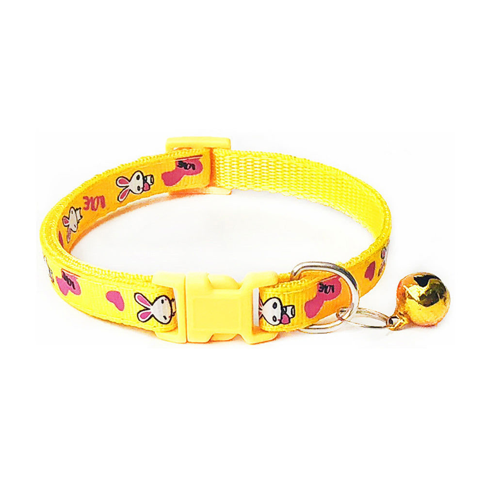 Cute Rabbit Printing Adjustable Dog Collar with Bell - High Quality Pet Supplies