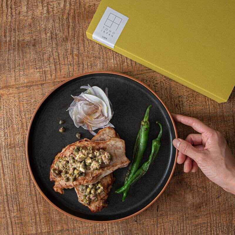 Mino Ware Black Luca Plate & Utensils Gift Set