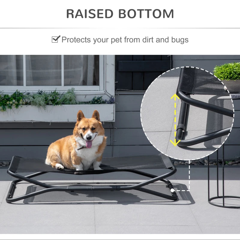 PawHut Elevated Dog Bed with Breathable Fabric, Foldable Pet Cot with Heavy Duty Steel Frame, Portable Cooling Pet Bed for Indoor & Outdoor Use