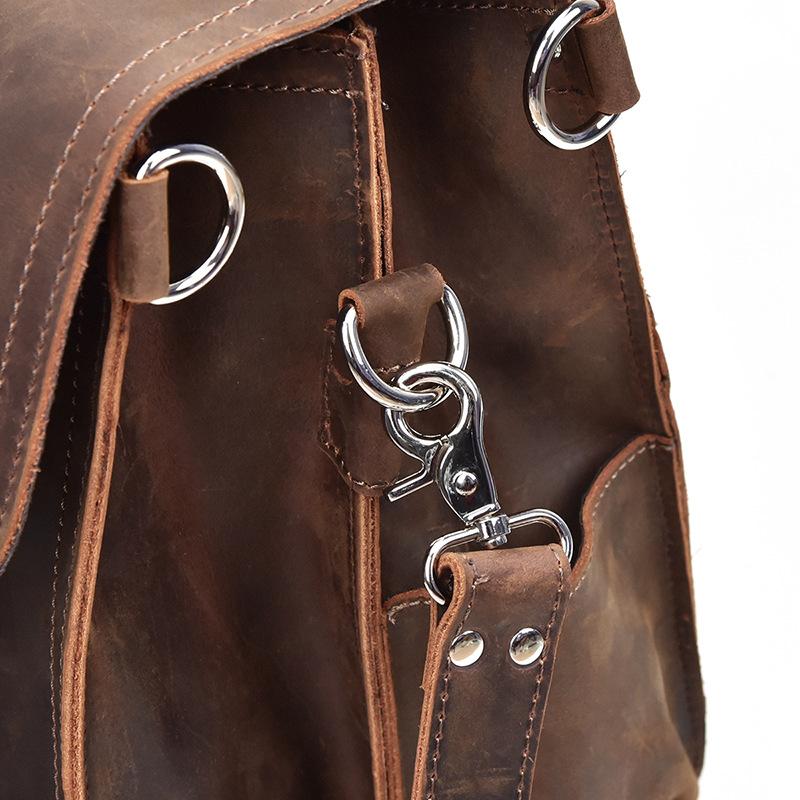 Vintage Leather Men Large Briefcase Overnight Travel Messenger Bag