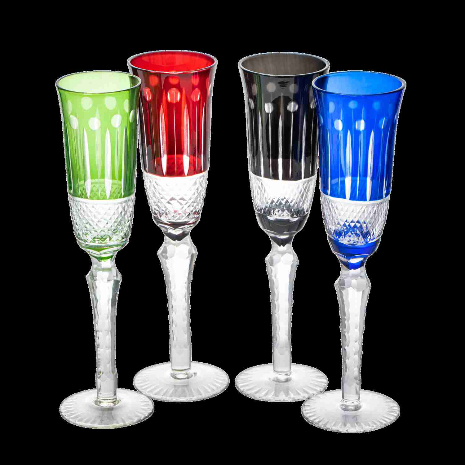 The Wine Savant Crystal Italian Multicolor Champagne Flutes - 4-Piece Set