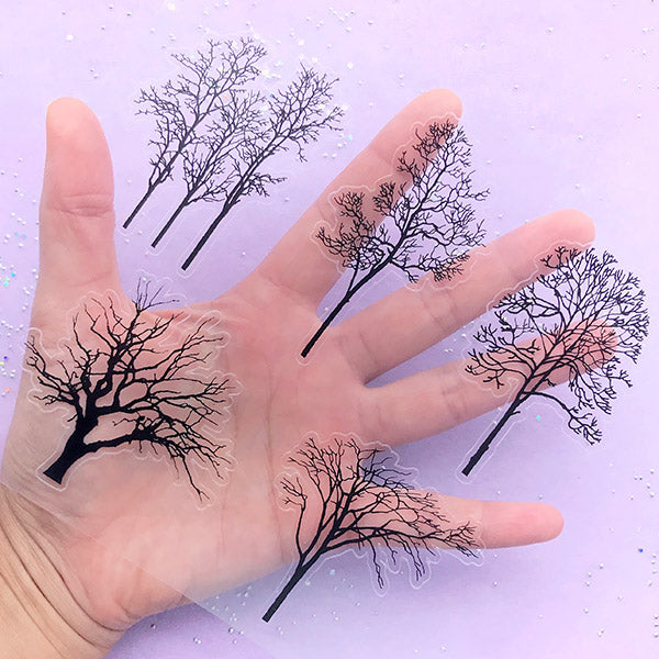 Bold Tree Stickers | Clear PVC Sticker for Resin Art, Journal Decoration, and Scrapbooking