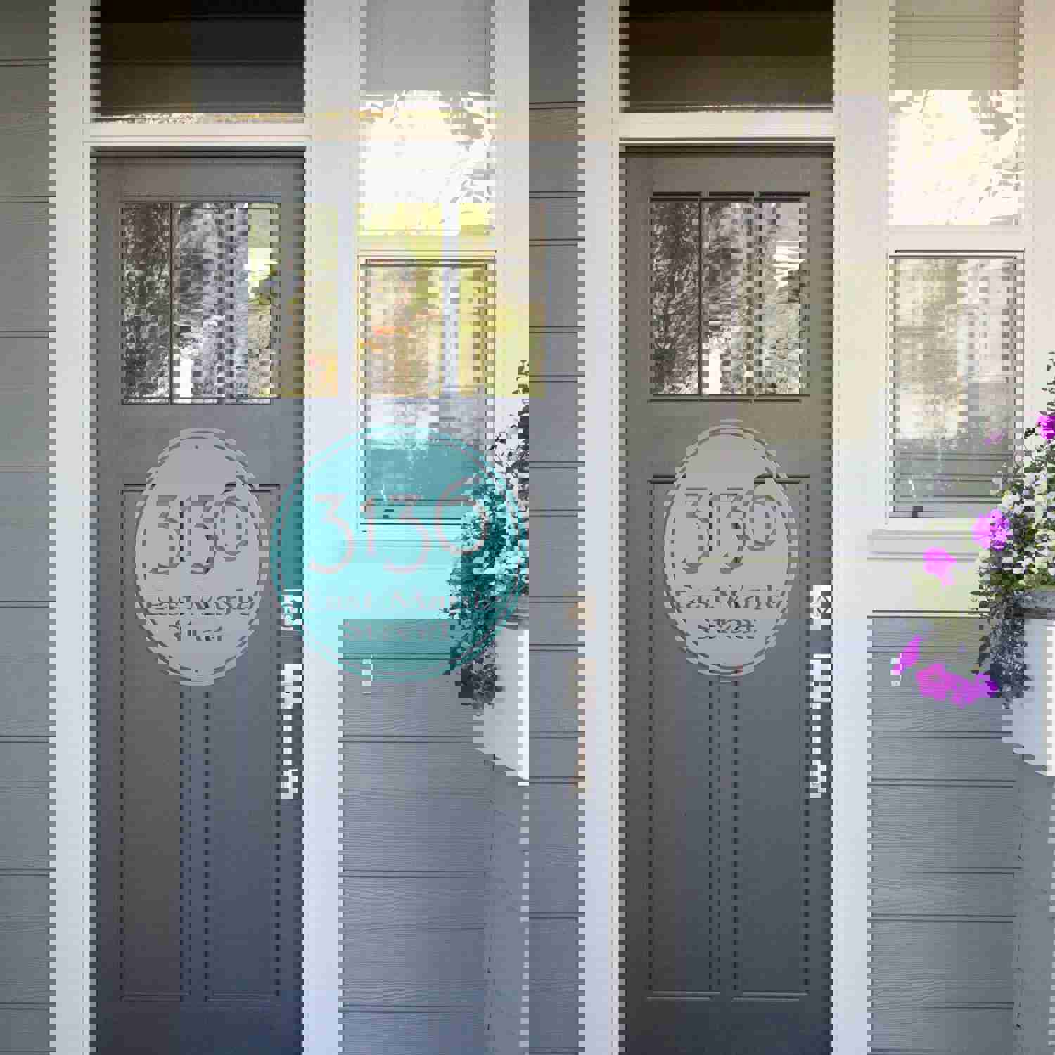 Personalized Round Address Metal Sign - Modern Housewarming & Wedding Gift