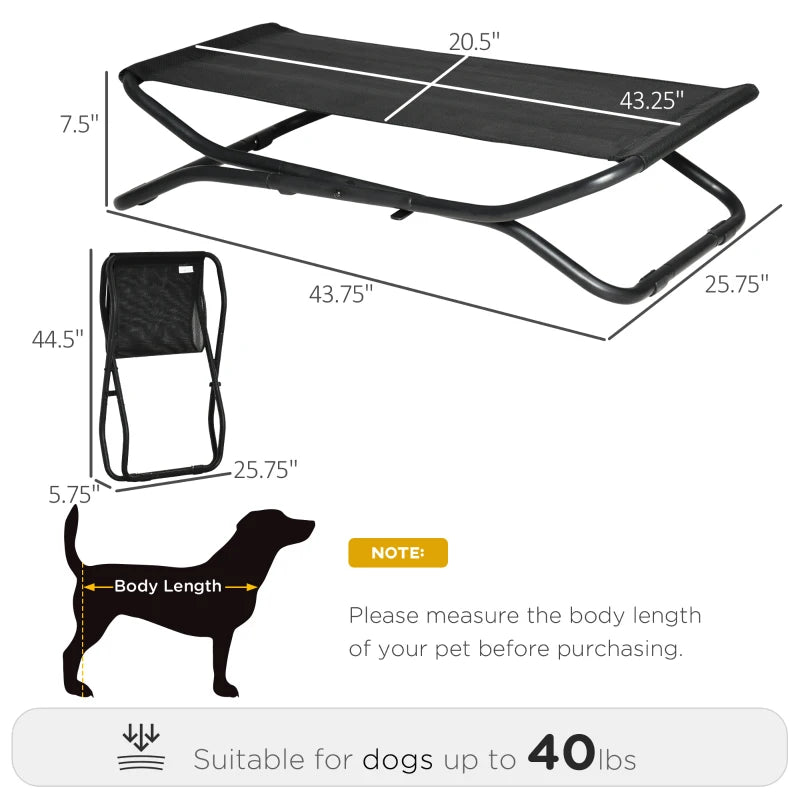 PawHut Elevated Dog Bed with Breathable Fabric, Foldable Pet Cot with Heavy Duty Steel Frame, Portable Cooling Pet Bed for Indoor & Outdoor Use