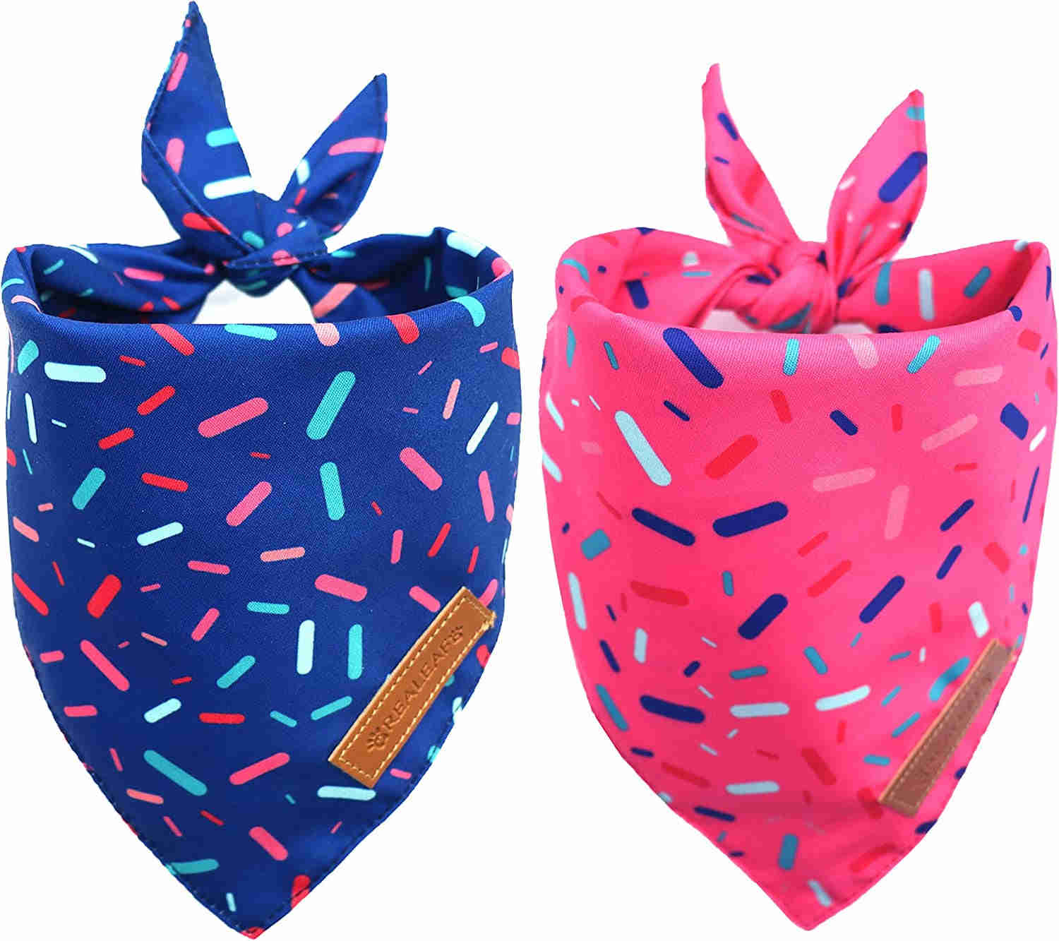 Realeaf Dog Birthday Bandanas 2 Pack - Premium Durable Fabric, Multiple Sizes (Large)