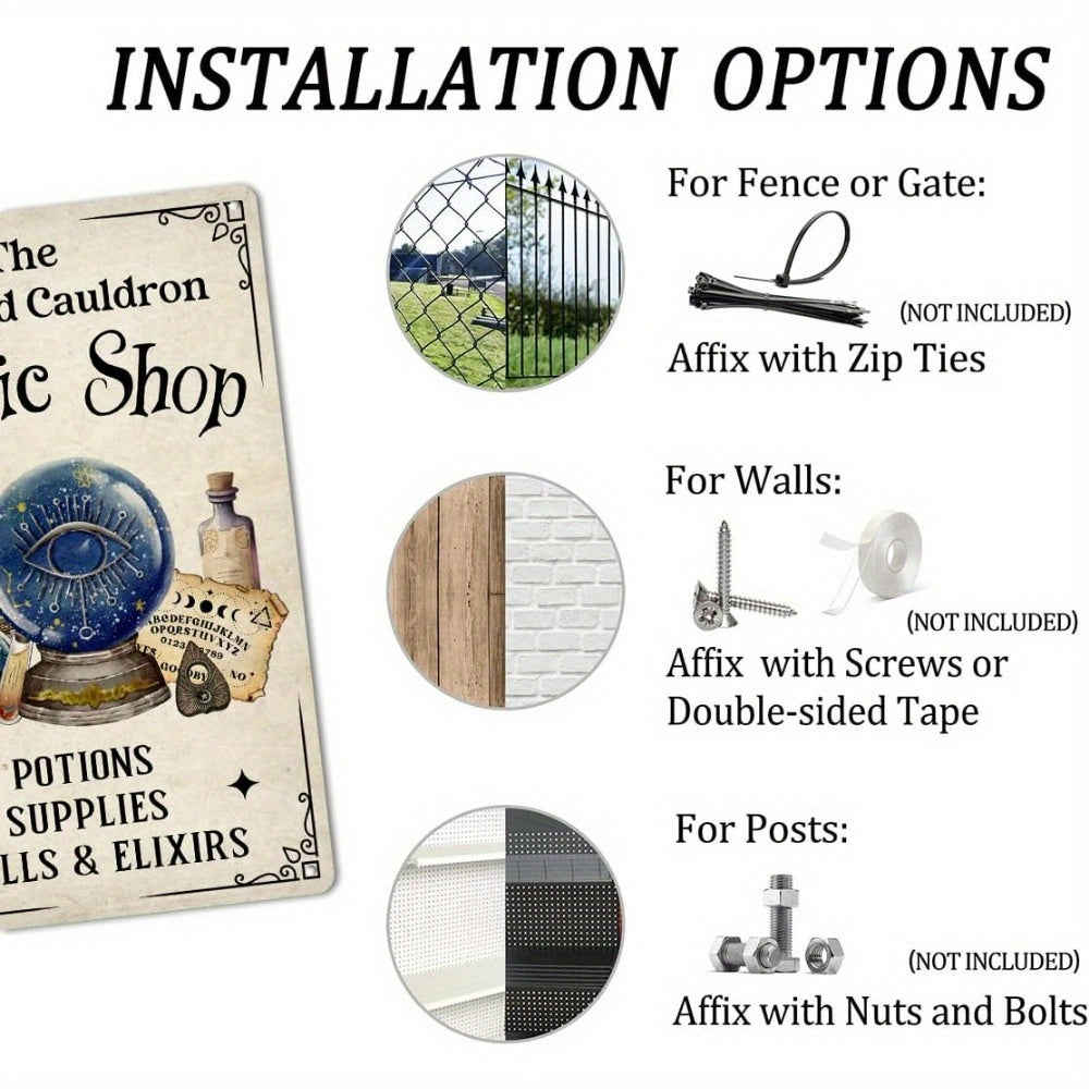 1pc Wicked Witch Brewing Co Metal Tin Sign - Vintage Halloween Wall Decor (8x12 Inch)