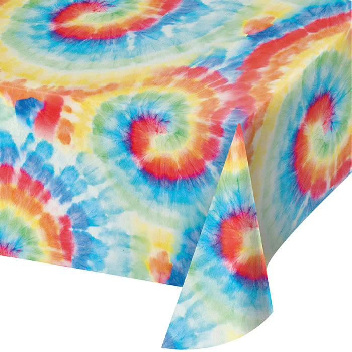 Tie Dye Swirl Plastic Table Cover - 54 x 108 Inches