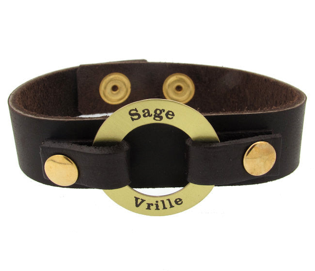 Personalized Leather ID Cuff Bracelet for Men - Custom Engraved Gift