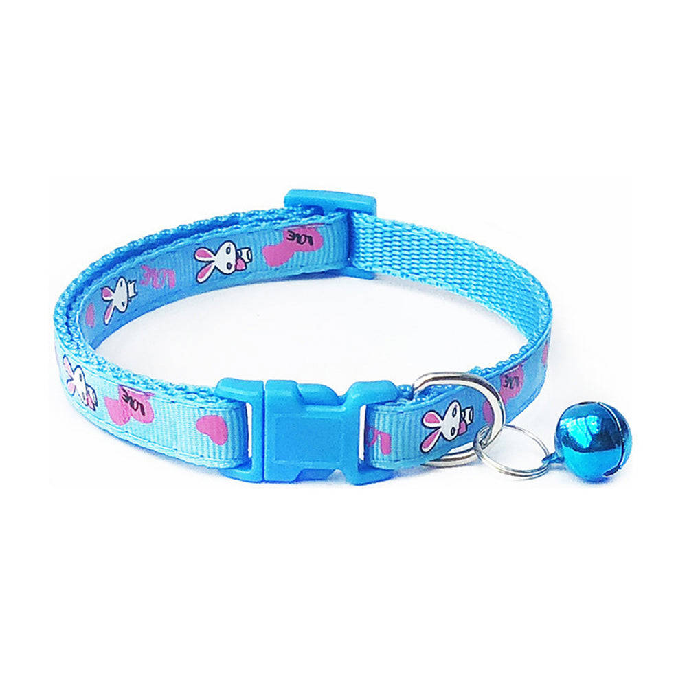 Cute Rabbit Printing Adjustable Dog Collar with Bell - High Quality Pet Supplies