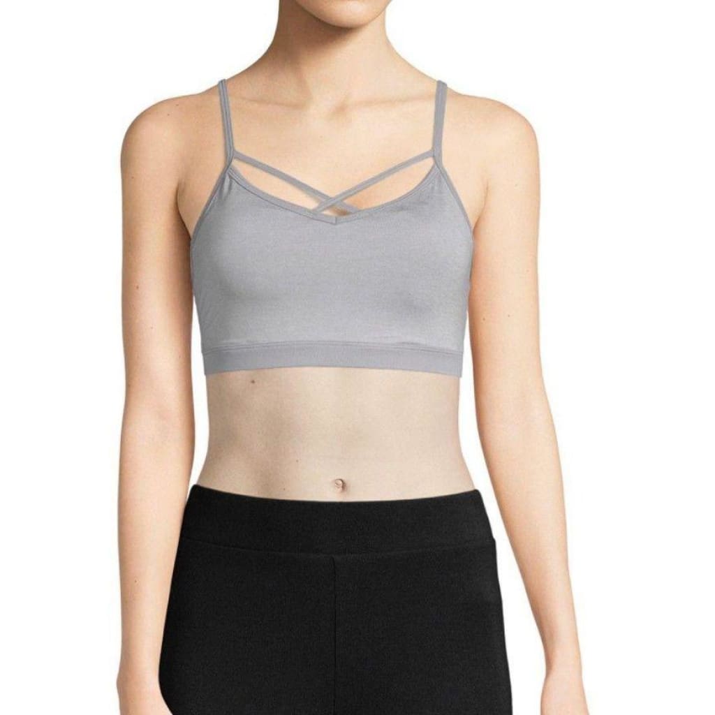 Reebok Voltage Strappy Padded CrossFit Sports Bra - X-SMALL Gray