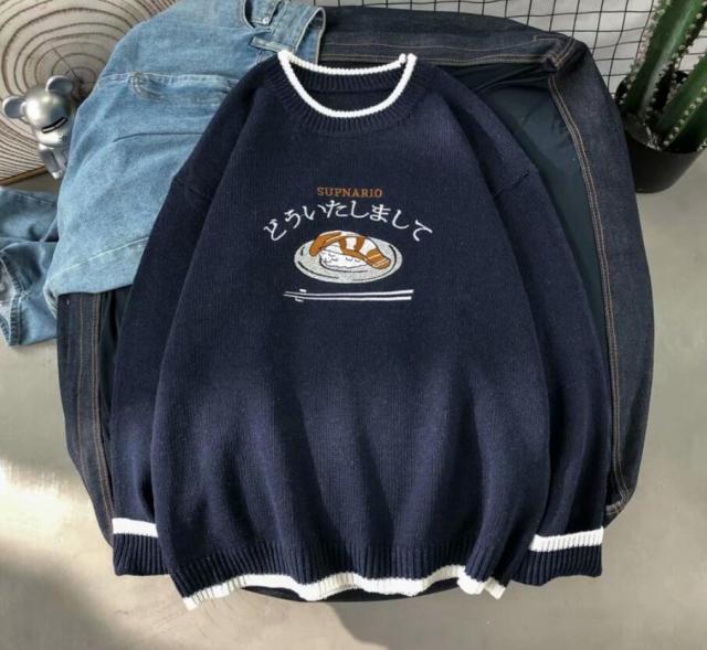 RUIHUO Harajuku Knitted Sweater for Men - Winter Pullover with Hip Hop Style