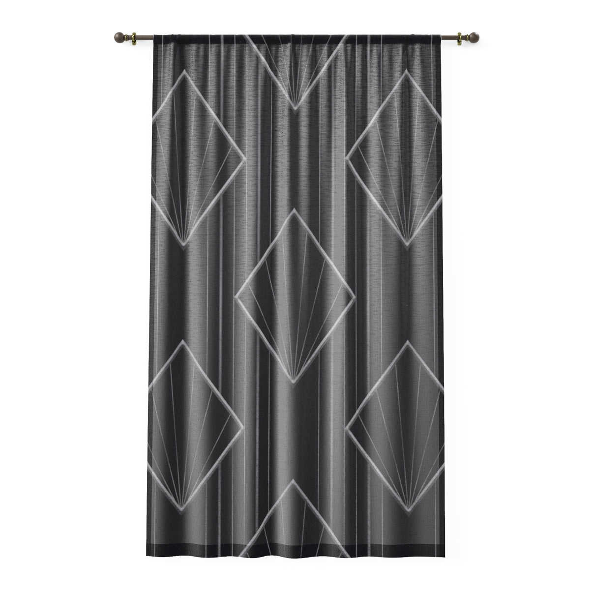 ART DECO PEWTER ARCHES - SHEER Window Curtain