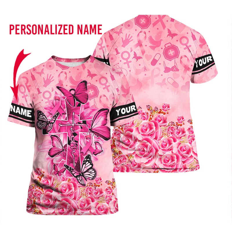 Personalized Name Breast Cancer Faith Premium Zip Hoodie for Men and Women