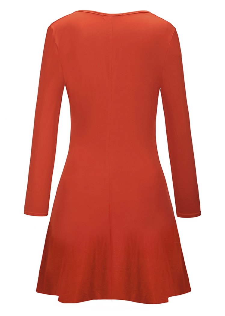 Fashion Christmas Patterns Printing Round Neck Long Sleeve Flared Midi Dress