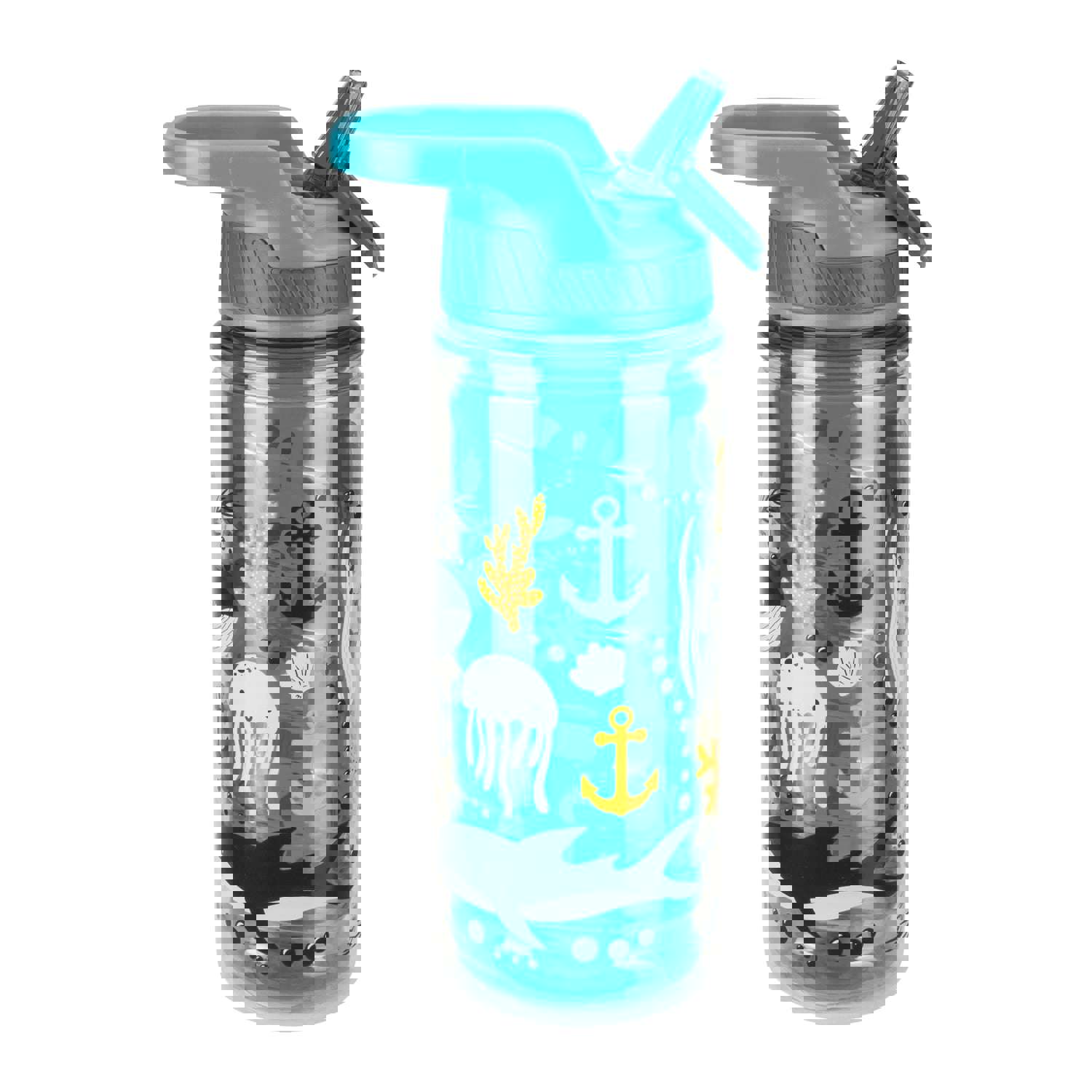 Cool Gear 2-Pack 16 oz Kids Twist Water Bottle with Double Wall, Sipper Lid and Finger Loop Cap