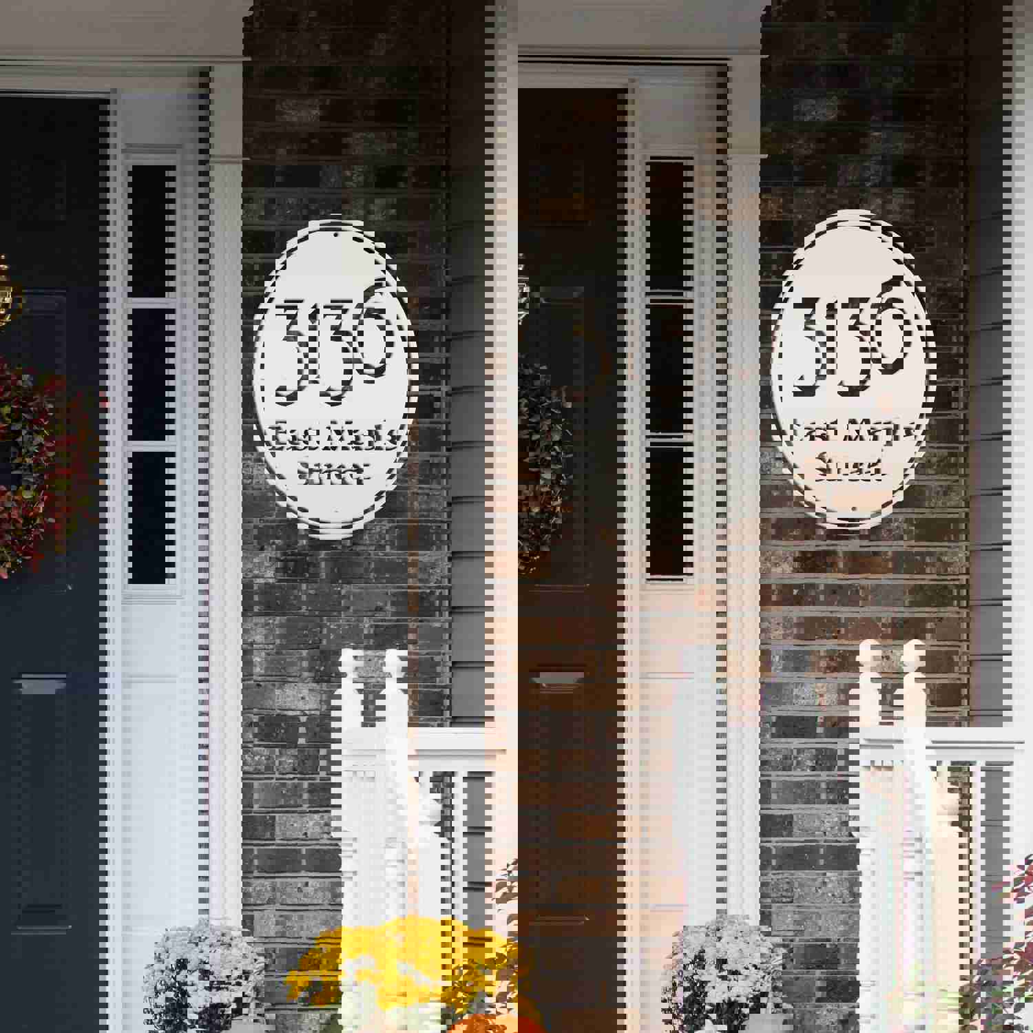 Personalized Round Address Metal Sign - Modern Housewarming & Wedding Gift