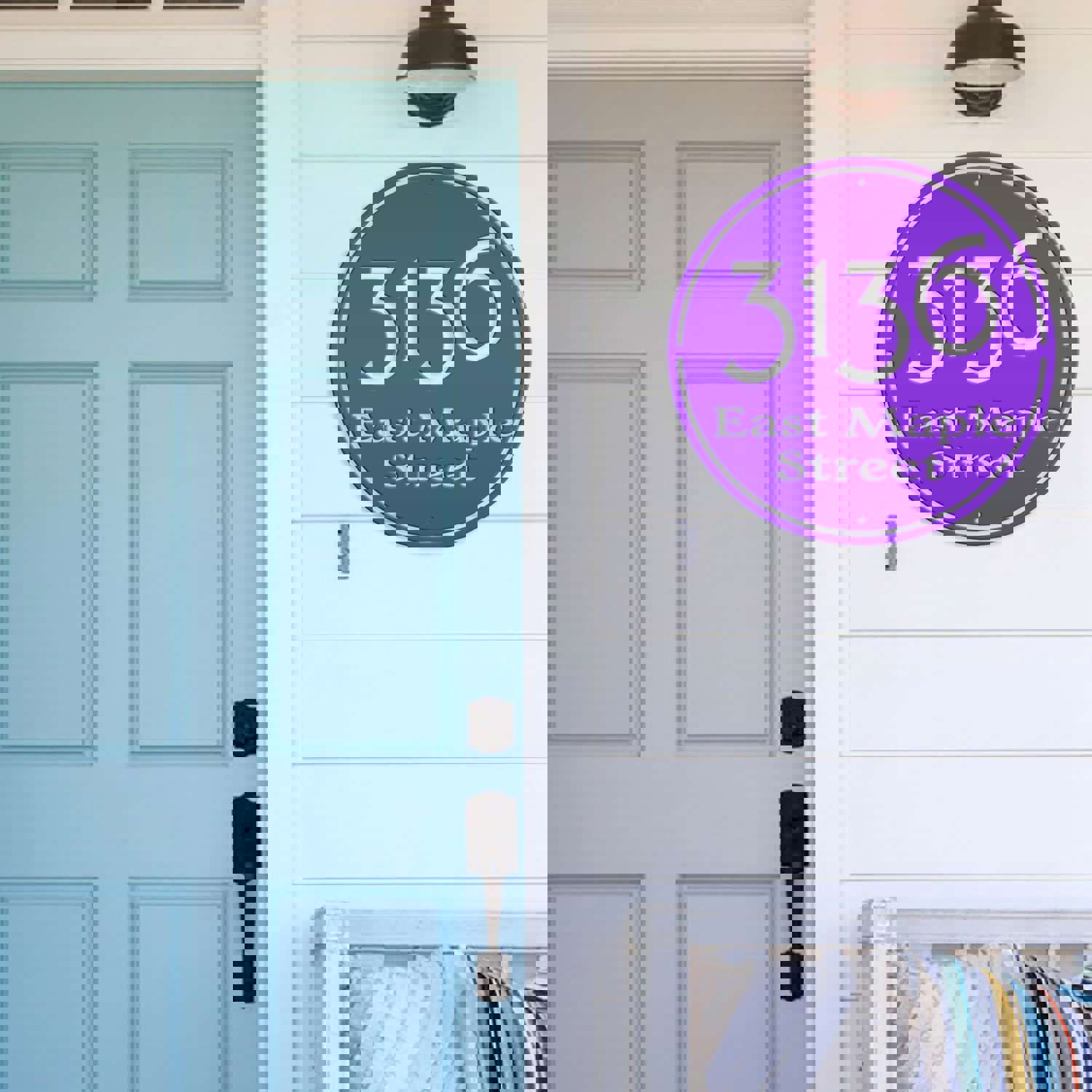 Personalized Round Address Metal Sign - Modern Housewarming & Wedding Gift