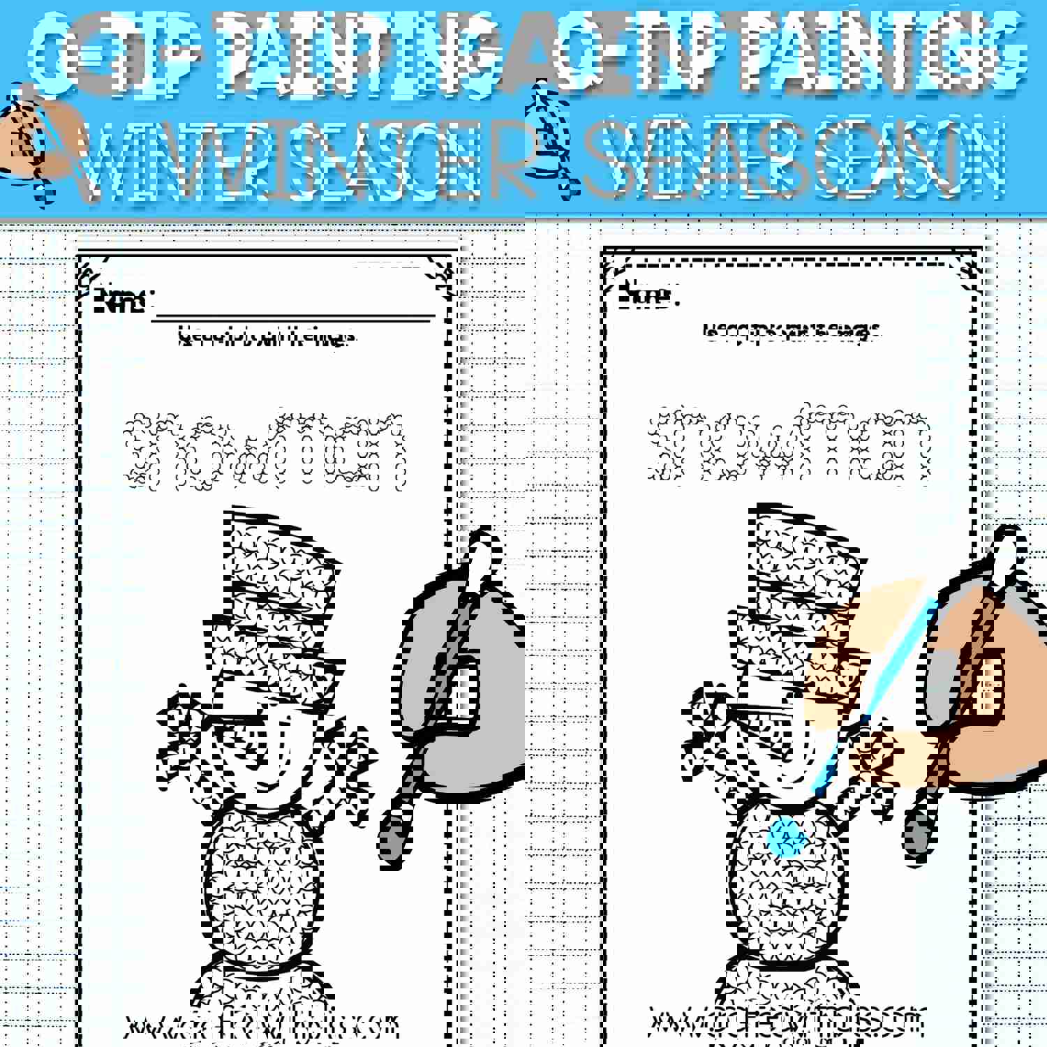 Winter Q-Tip Painting Activity Kit - Fun Fine Motor Skill Craft for Kids