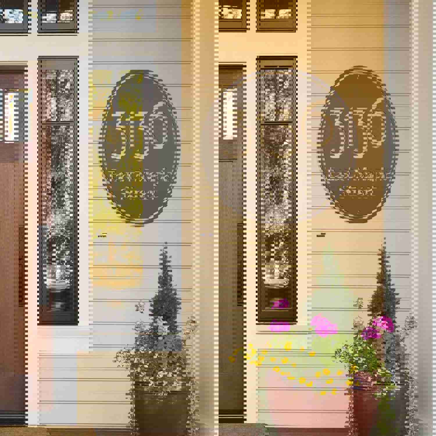 Personalized Round Address Metal Sign - Modern Housewarming & Wedding Gift