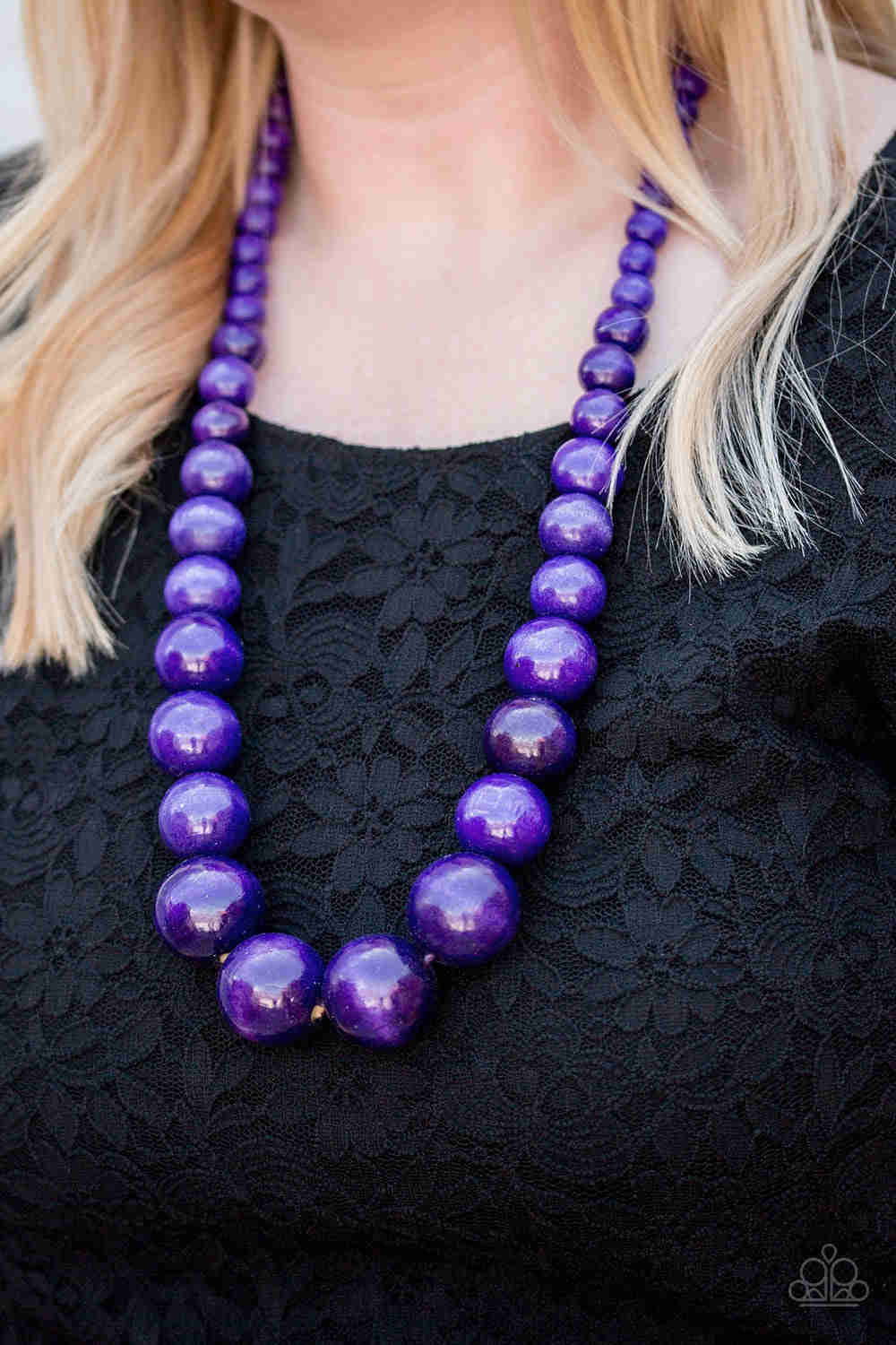 Paparazzi Jewelry Wooden Effortlessly Everglades - Purple Beaded Necklace with Matching Earrings