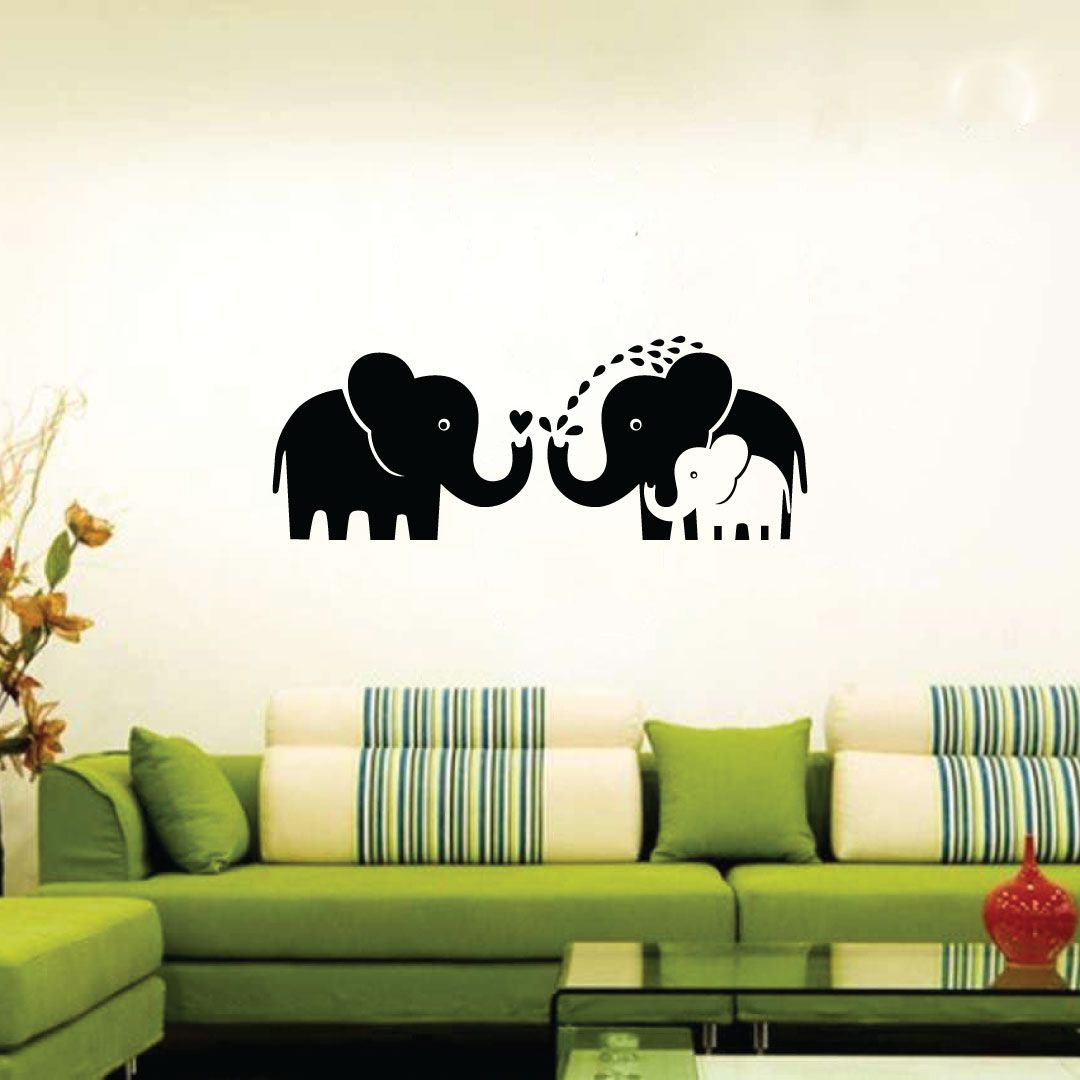 Inspirational Quote Vinyl Wall Sticker Decal - Mom Dad And Baby Elephant