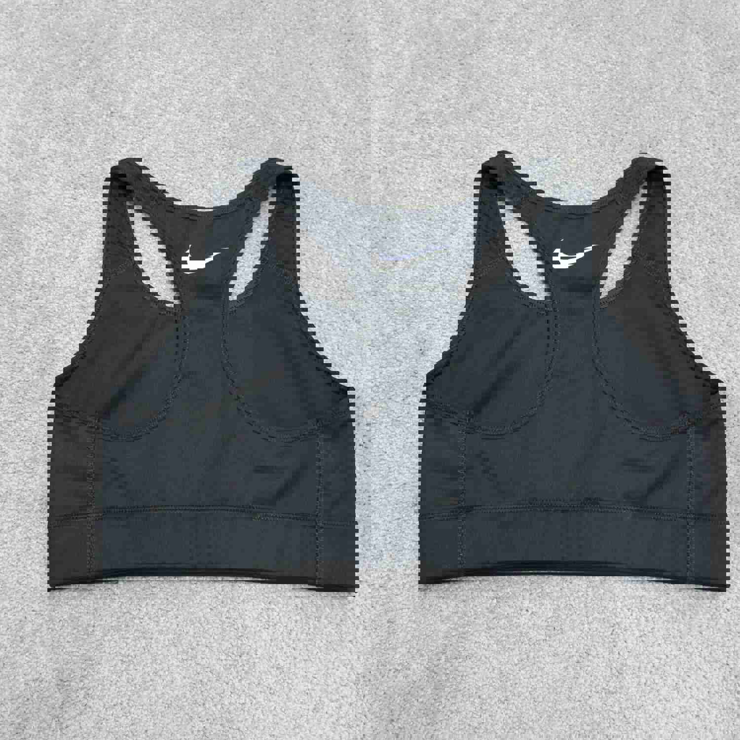 Nike Women's Activewear Sports Bra - Racerback Sleeveless Logo Black (Size Medium)