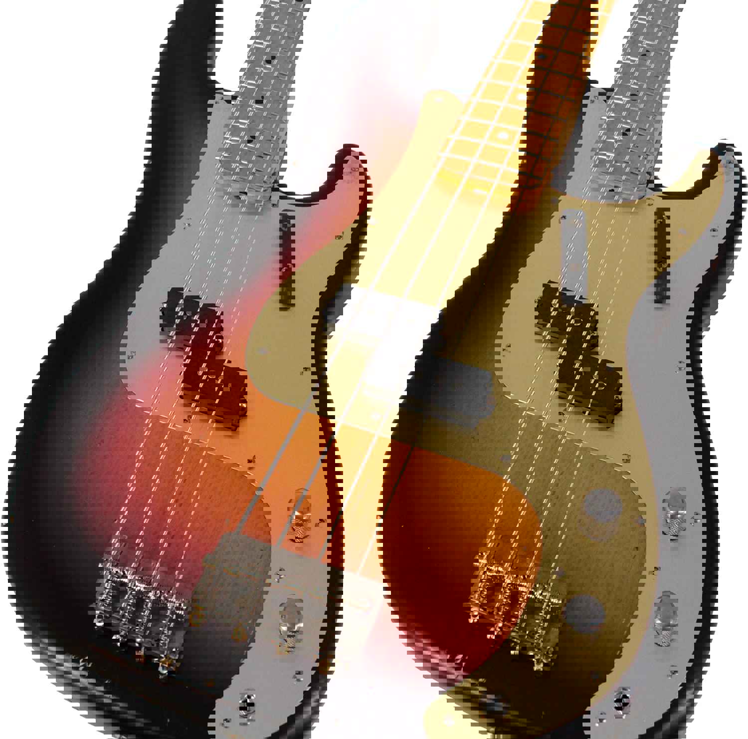 Nash PB-57 Bass Guitar, 3-Tone Sunburst, Gold Anodized PG, Light Aging