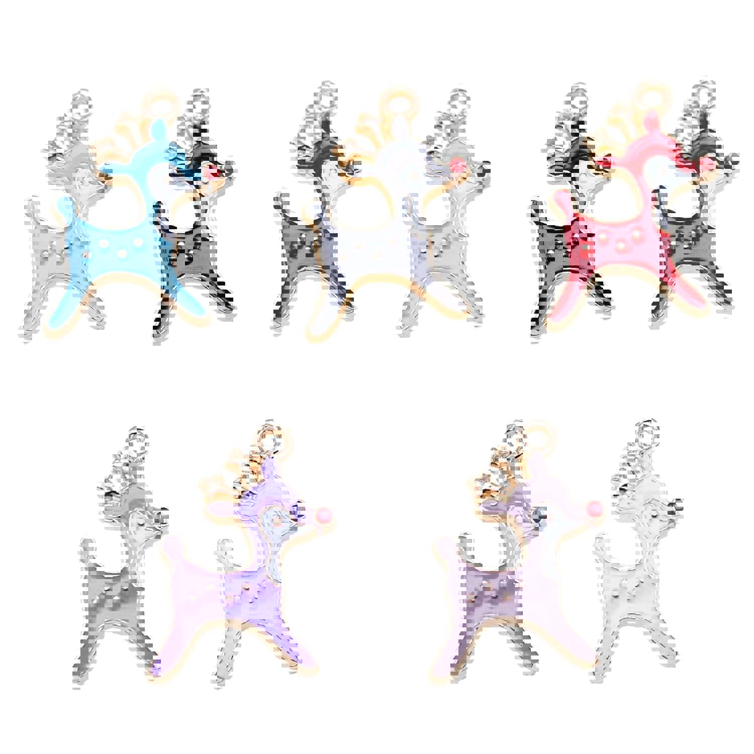 WYSIWYG 10pcs 21x14mm 5 Colors Enamel Deer Charms Pendant For DIY Jewelry Making