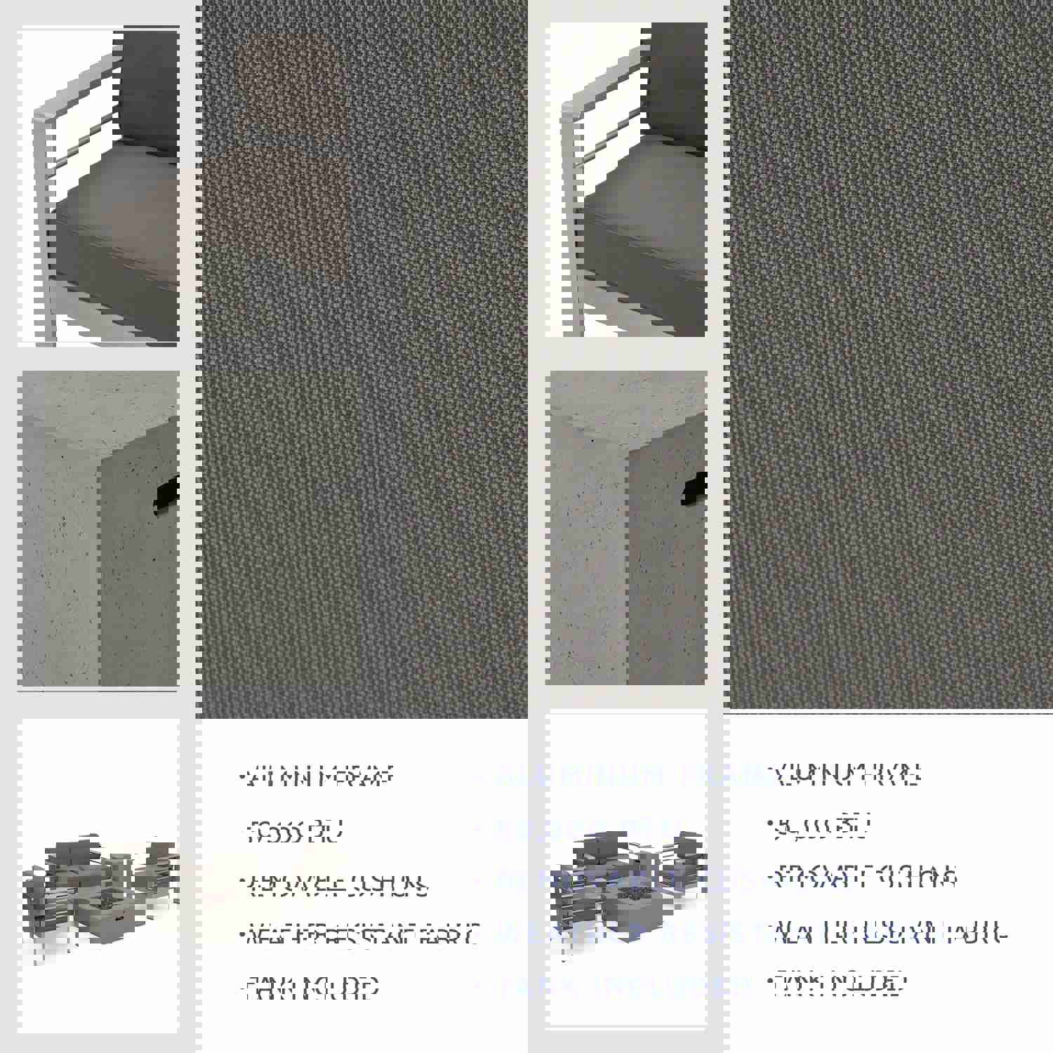 Coral Outdoor Aluminum 4 Seater Chat Set with Fire Pit