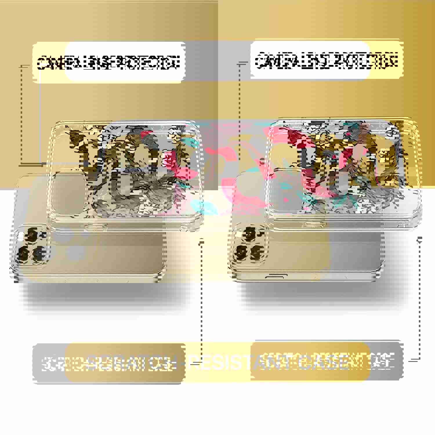 High-Quality TPU Clear Case with Flower Snake Design for iPhone & Samsung Phones