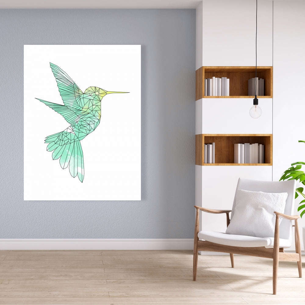 Geometric Hummingbird Fine Art Gallery Wrapped Canvas 24x36