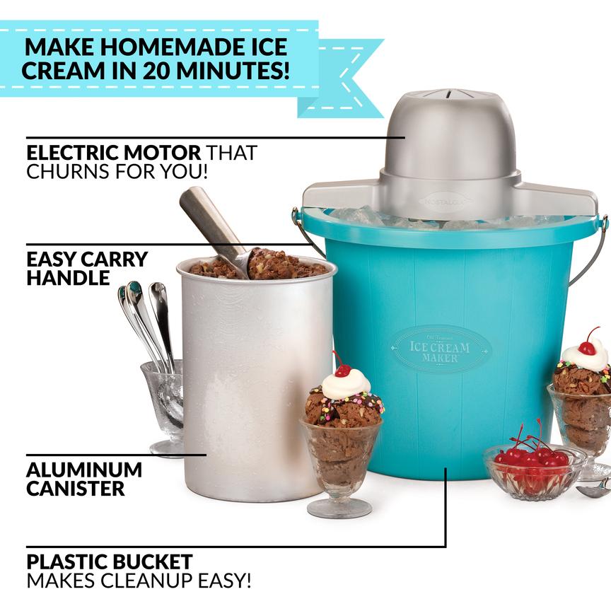 4-Quart Electric Ice Cream Maker with Easy-Carry Handle