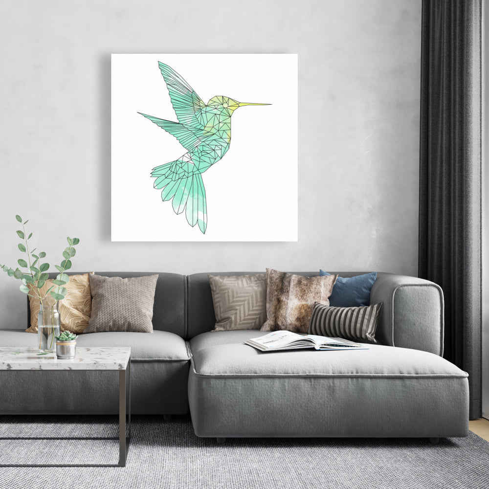 Geometric Hummingbird Fine Art Gallery Wrapped Canvas 24x36