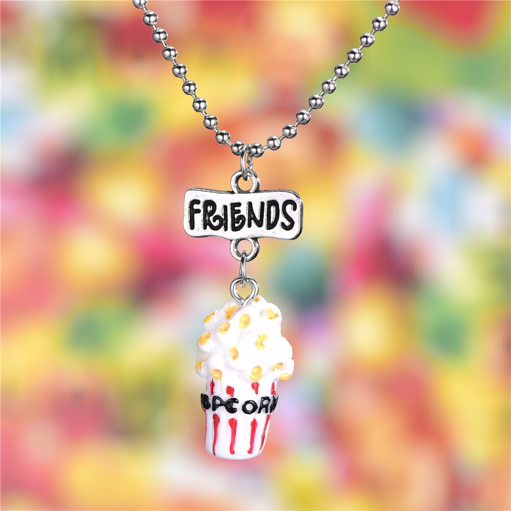 Lovely Imitation Food Popcorn Necklace - Resin Alloy Bead Chain for Girls' Christmas Gift