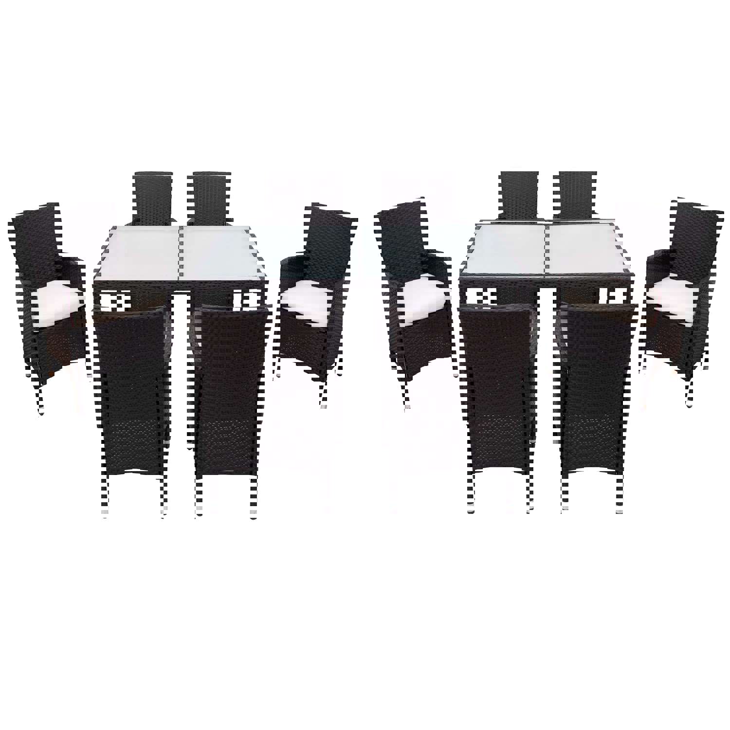 TOPMAX 7-piece Outdoor Wicker Dining Set with Beige Cushion (Black)