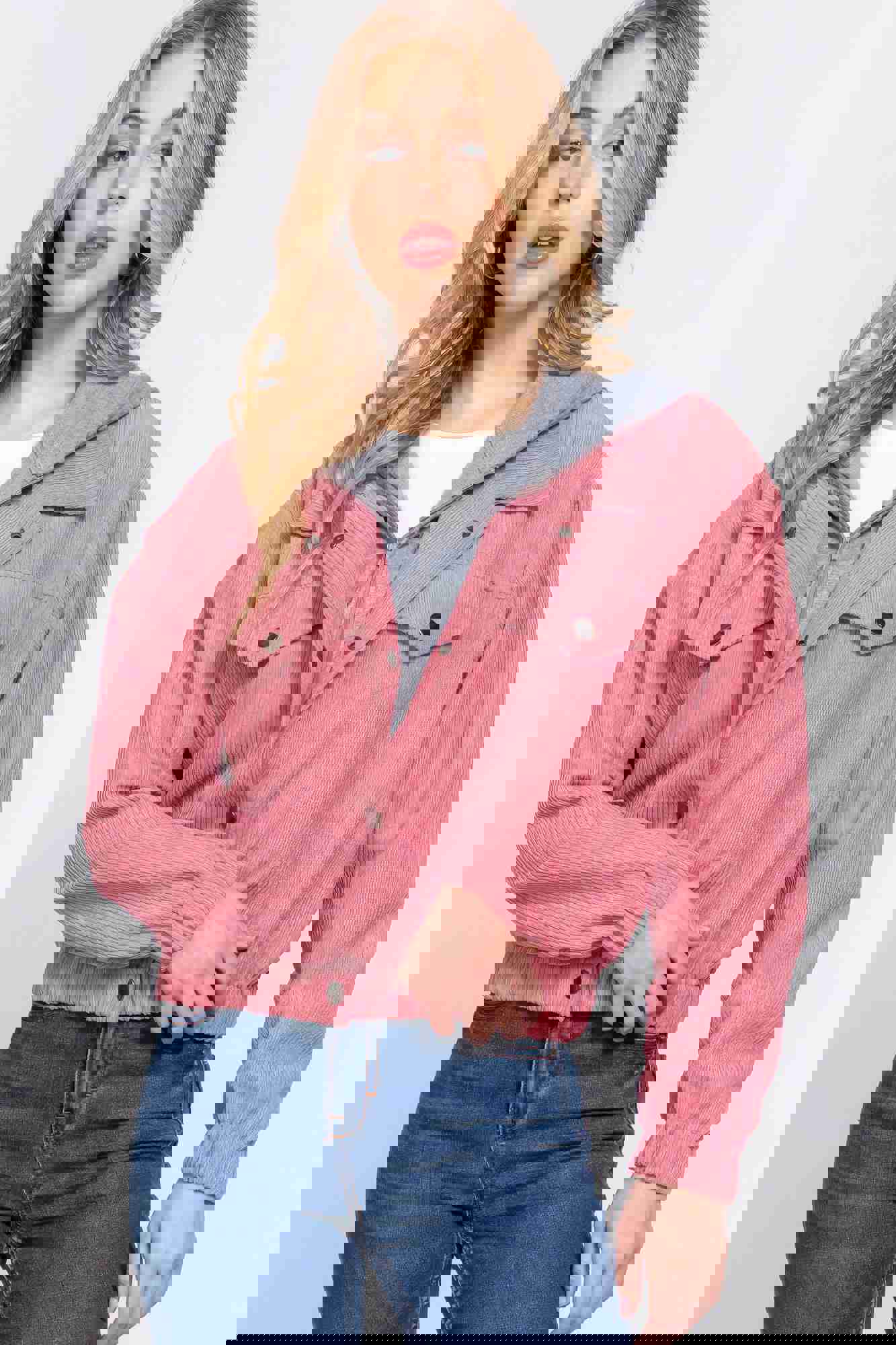 Long Sleeve Hoodie Corduroy Jacket