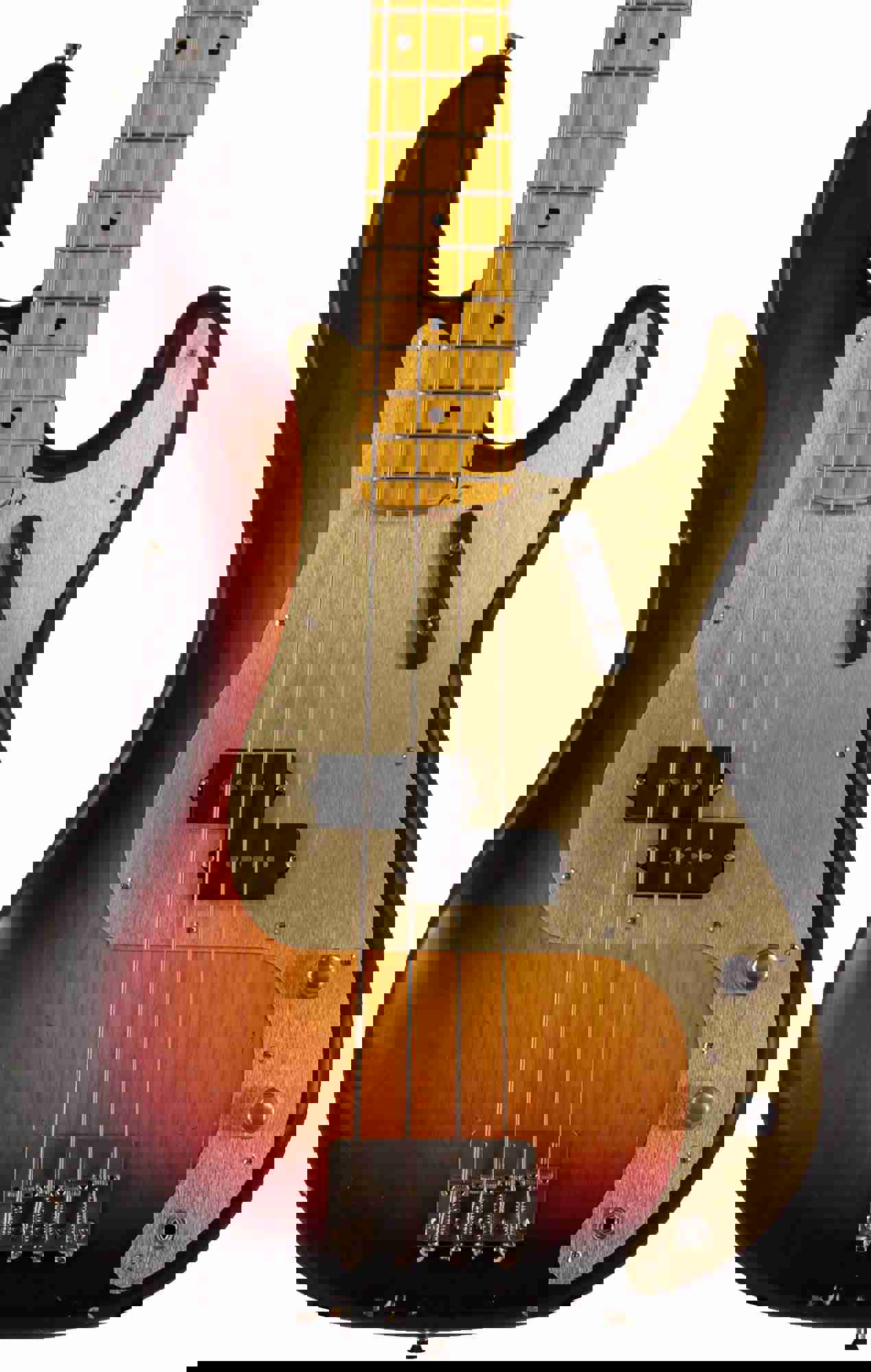 Nash PB-57 Bass Guitar, 3-Tone Sunburst, Gold Anodized PG, Light Aging