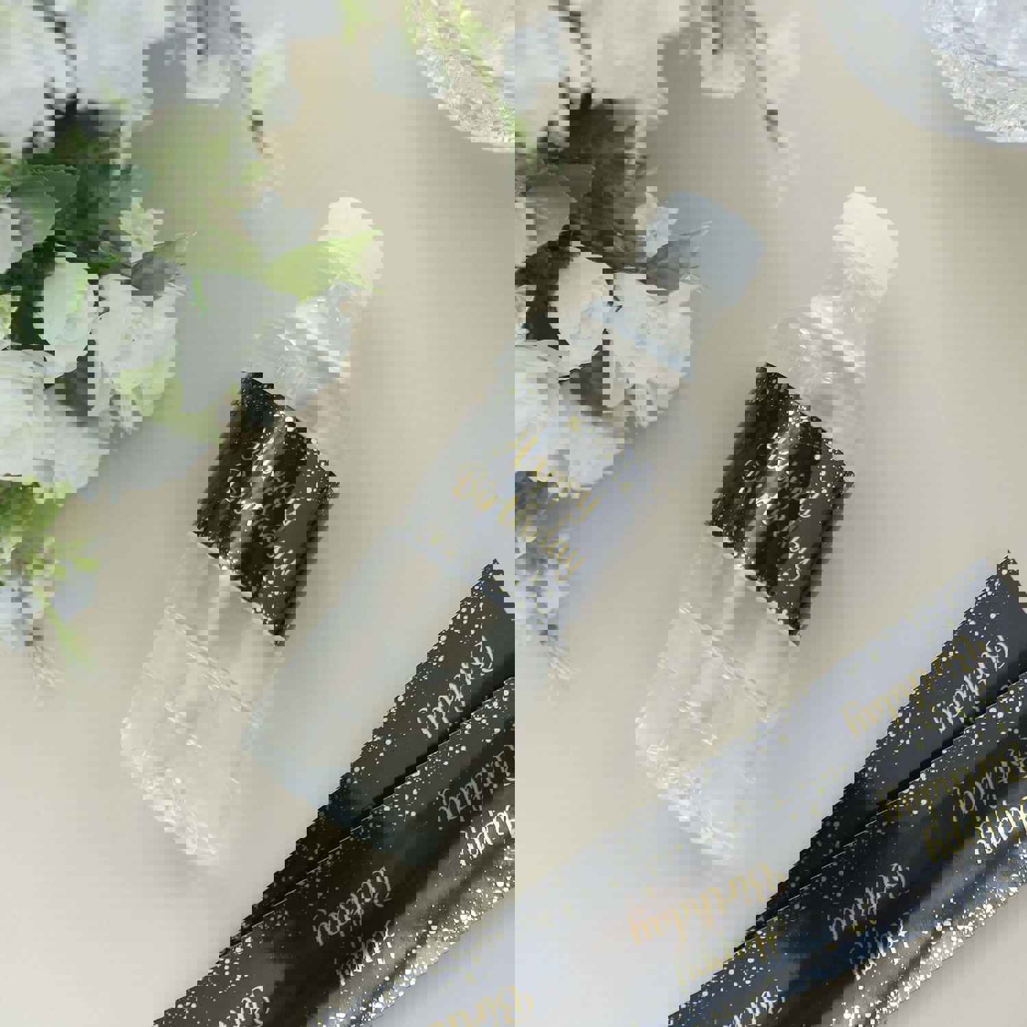 24 Pack Black/Gold Happy Birthday Party Water Bottle Labels, Waterproof Label Stickers