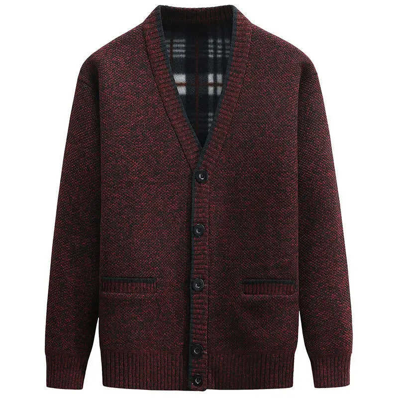 Nukty New Men's V-Neck Knitted Cardigan for Autumn and Winter