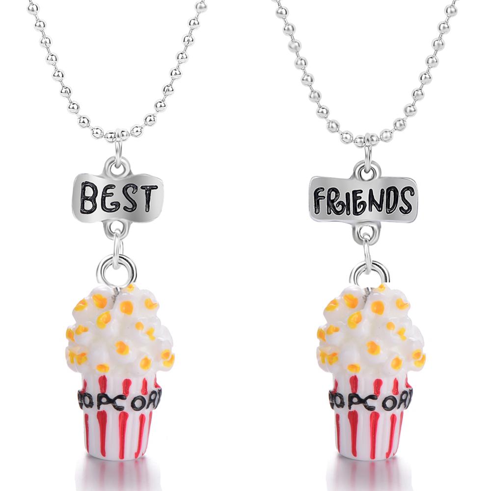 Lovely Imitation Food Popcorn Necklace - Resin Alloy Bead Chain for Girls' Christmas Gift