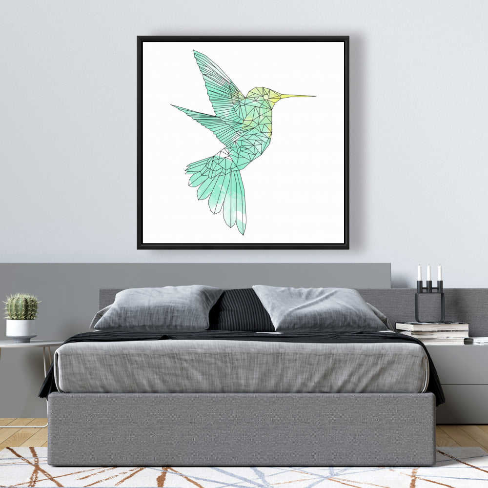 Geometric Hummingbird Fine Art Gallery Wrapped Canvas 24x36