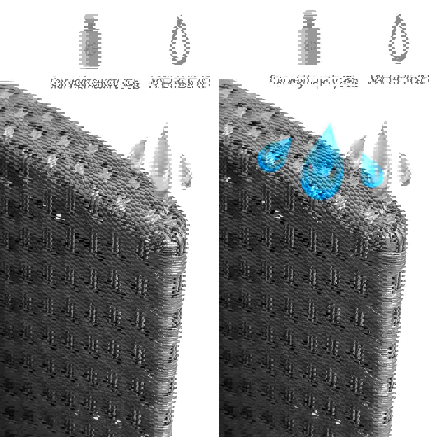 TOPMAX 7-piece Outdoor Wicker Dining Set with Beige Cushion (Black)