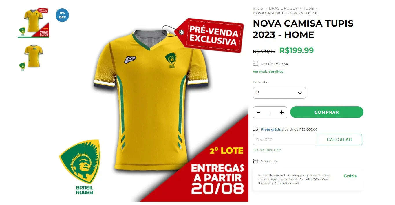 Brazil Rugby Shirts CAMISA TUPIS 2023 - Home & Away (30 Items, DDP)