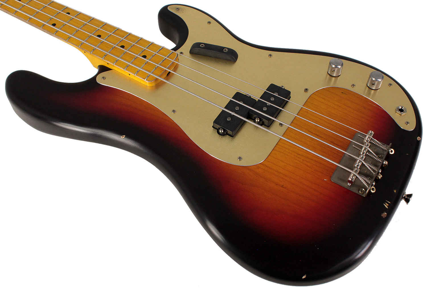 Nash PB-57 Bass Guitar, 3-Tone Sunburst, Gold Anodized PG, Light Aging